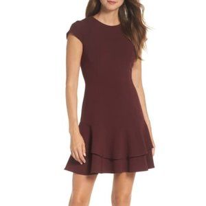 Eliza J Stretch Ruffle Crepe Sheath Minidress
